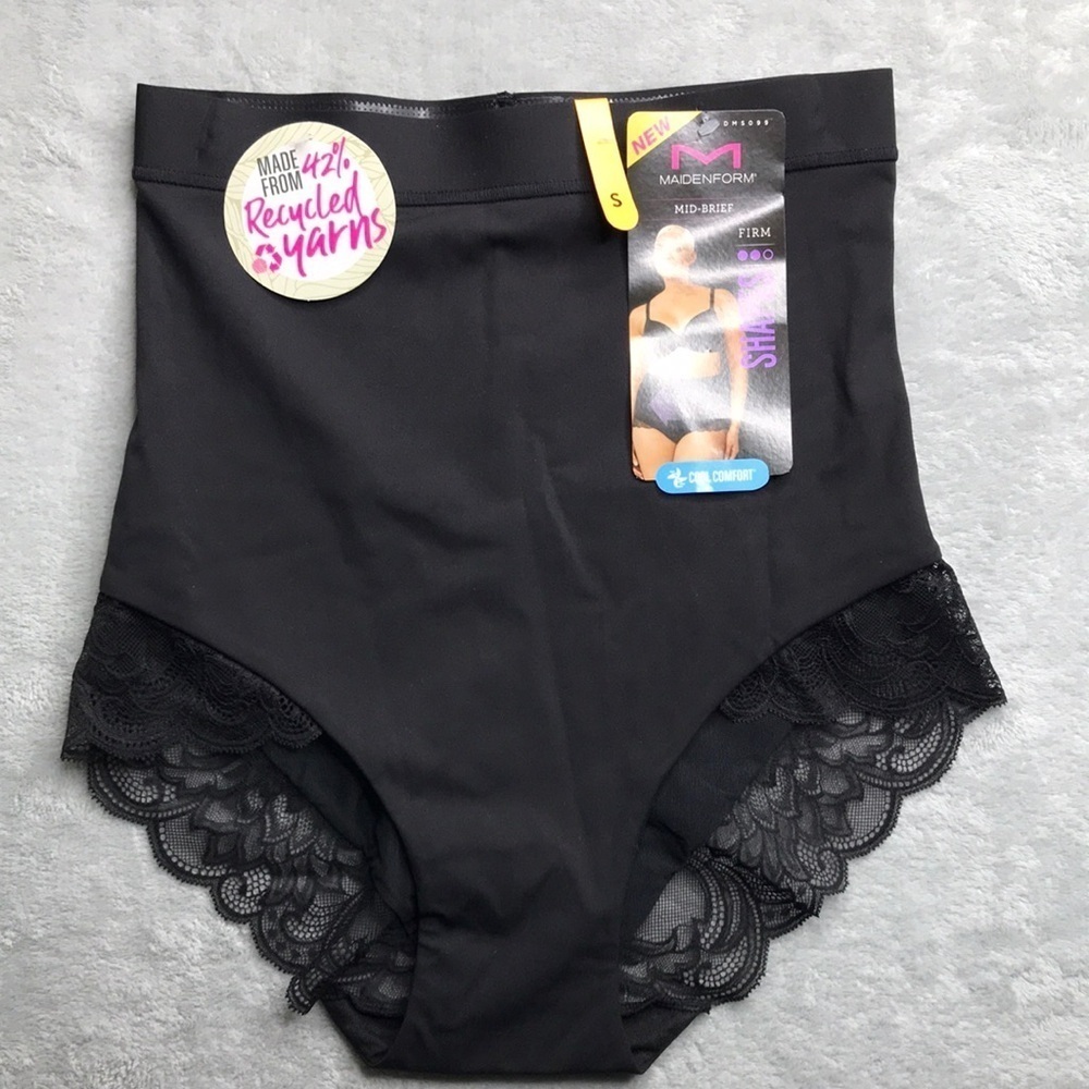 Maidenform  Eco Lace Firm-Control Shaping Briefs in Black Size Small New